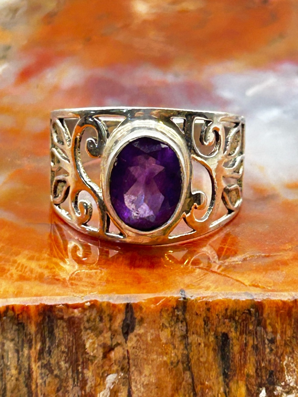 Sterling Silver Amethyst Ring - Size 8